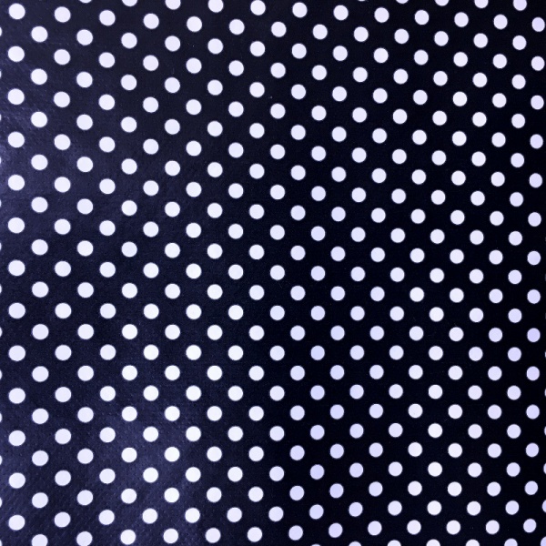 Tablecloth Vinyl  - Polka Dot White on Navy 4mm